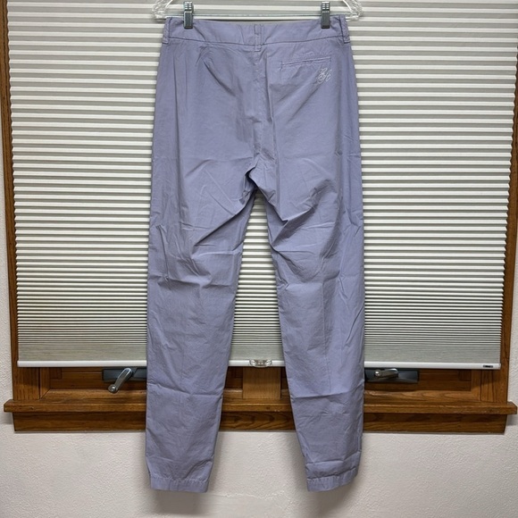 EMPORIO ARMANI Purple Lightweight Cotton Back Embroidery Logo Straight Leg Pants - Picture 3 of 6